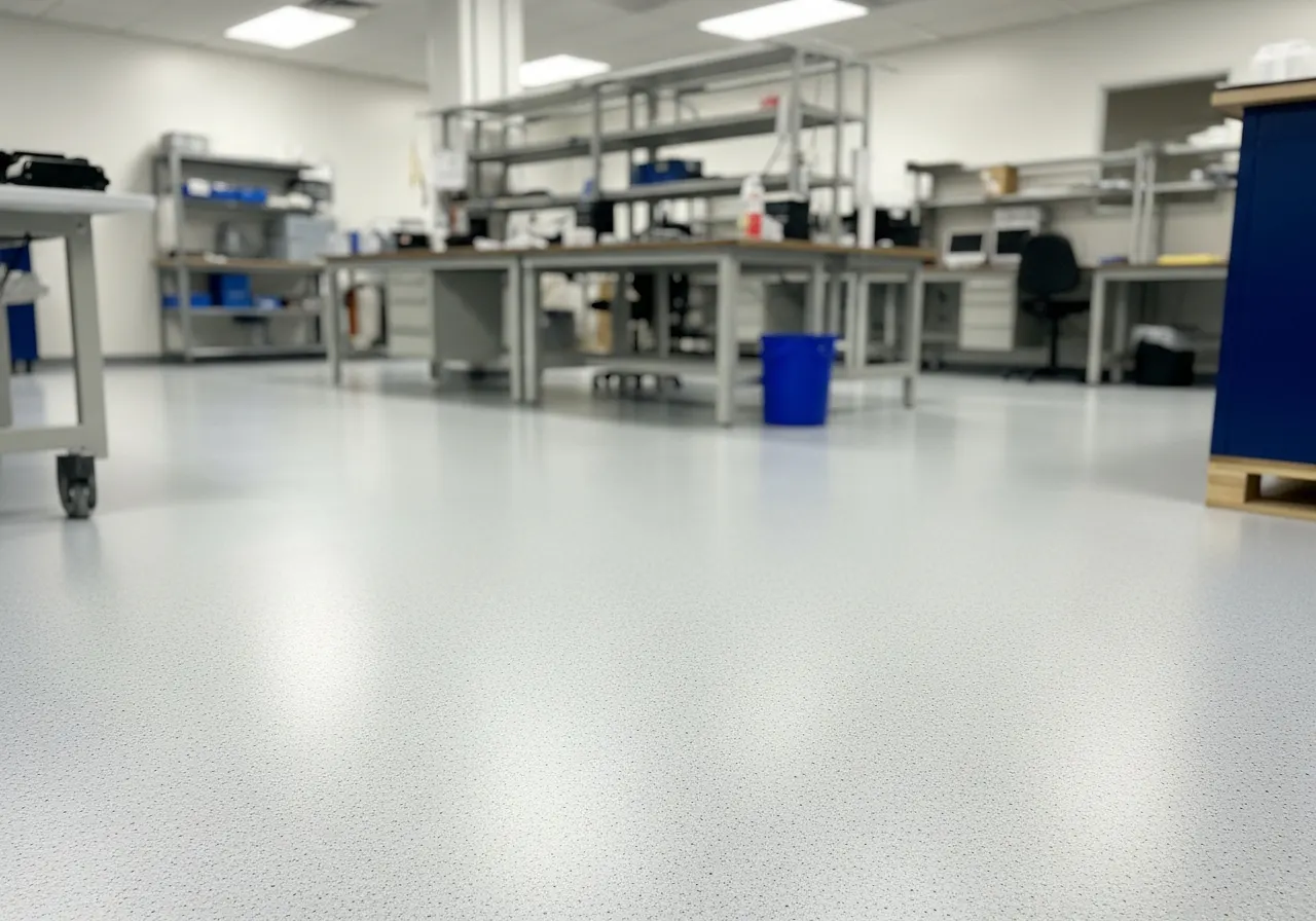 Illustrative example of an electrostatic dissipative (ESD) floor coating